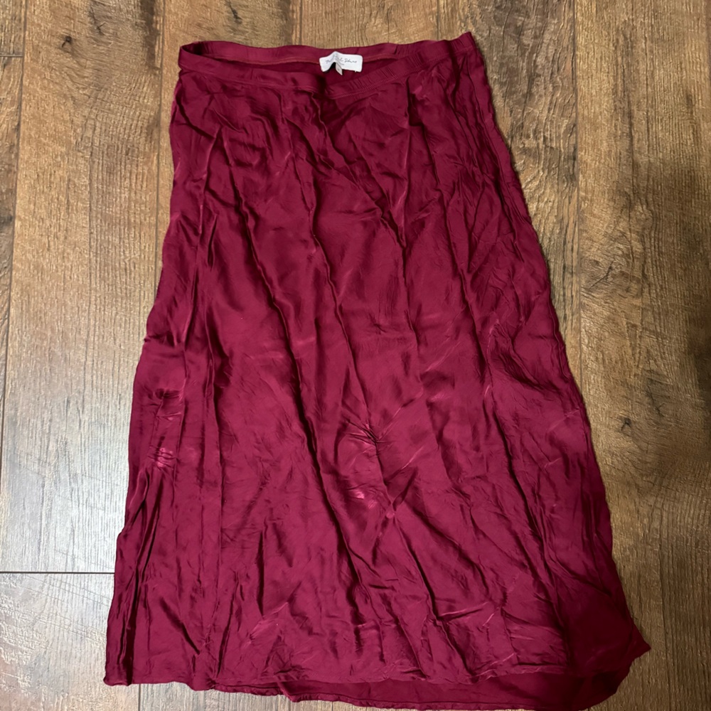 Purple satin midi skirt!